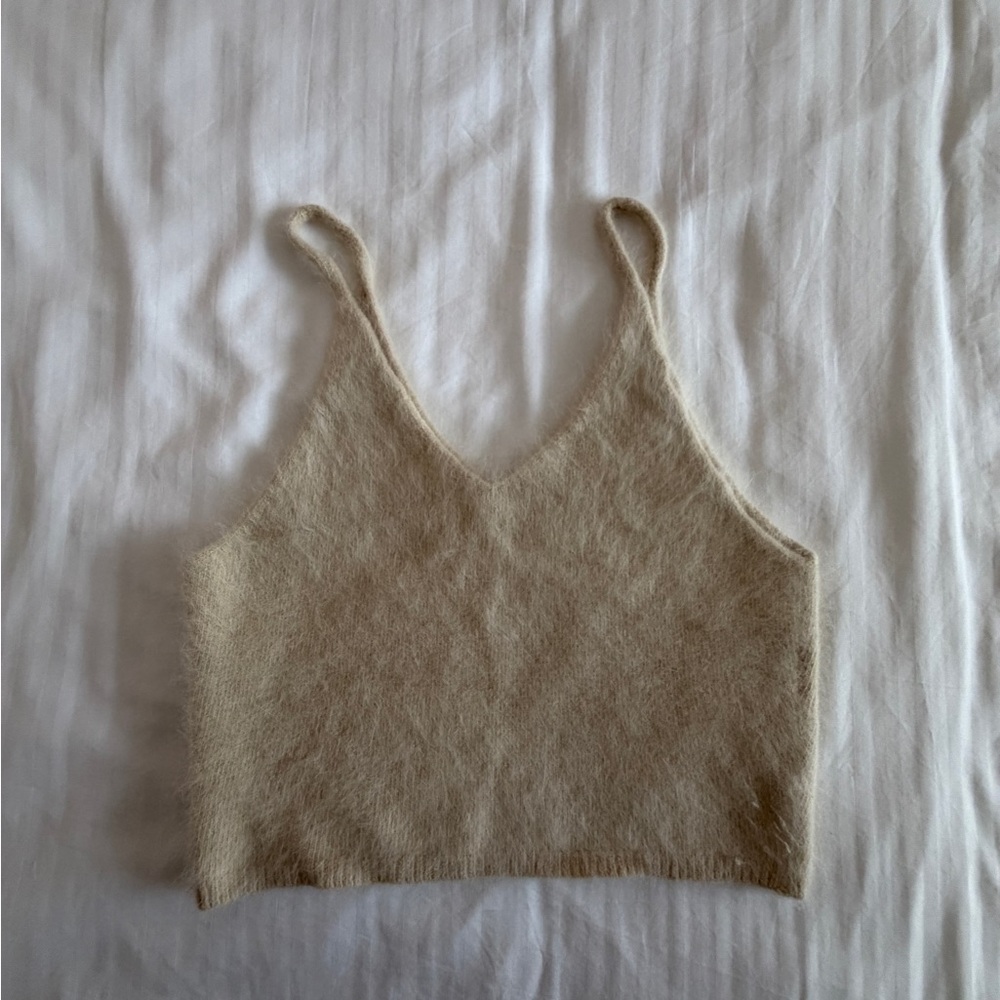 OAK + FORT Fuzzy Cream Tank Top